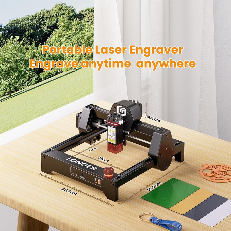 LONGER Ray5 mini Laser Engraver, 12000mm/min High-Speed Cutter for Wood, Metal, Acrylic, Leather, DIY CNC, 140x130mm Engraving Area, WiFi, Emergency Stop Safety (2.5W) - Image 2